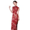 无袖仿醋酸提花长款红色复古清冷感气质旗袍SJT6064 商品缩略图4