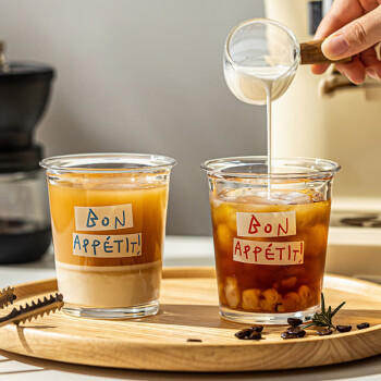 品喻（PINYU）玻璃咖啡杯ins风水杯家用牛奶燕麦饮品奶茶杯子冰美式dirty拿铁杯 商品图4