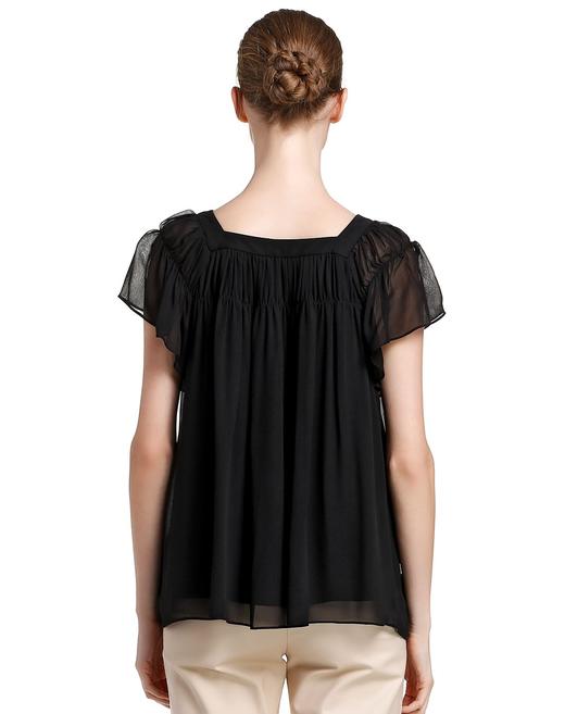 4894415337181 JOAN&DAVID 黑色方领百搭短袖上衣 商品图1