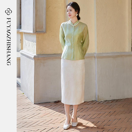 FUYAO扶摇 古典轻奢衬衫女2025新款国风立领长袖天丝衬衣优雅小衫 商品图3