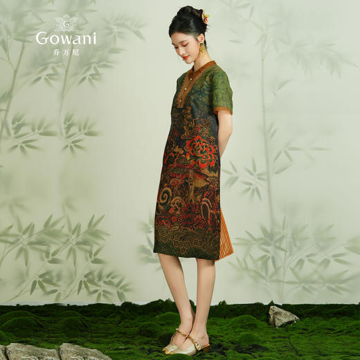 【满庭祥瑞图】【香云纱】乔万尼桑蚕丝连衣裙重磅26mm真丝复古气质高级感ET2E280 商品图3