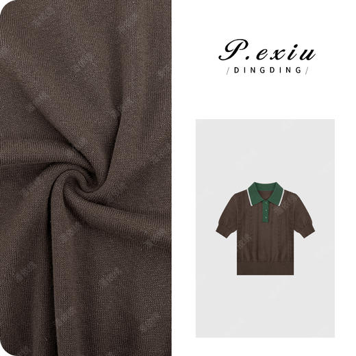 PanYiXiu/潘依绣【摩卡慕斯】麻料可露丽风撞色针织POLO短袖 C009 商品图0