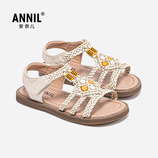 ANNIL/安奈儿女童百搭露趾罗马风时尚软底休闲凉鞋2025夏季新款HG5206307 商品图3