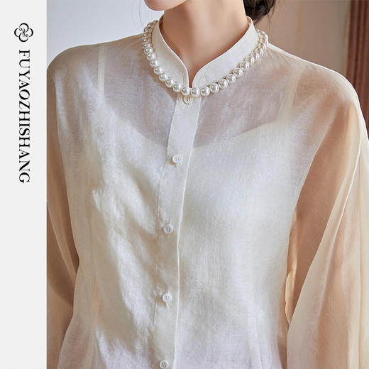 FUYAO扶摇 美学学院 立领衬衫女2025新款天丝衬衣夏日文艺风上衣 商品图2