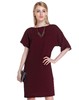 4894415141474 JOAN&DAVID 酒红色圆领欧美风宽松短袖连衣裙 商品缩略图0