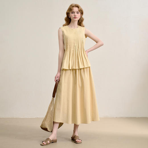 法式浪漫设计感拼接碎褶半身裙女夏季A字伞摆半裙V1150739 商品图1