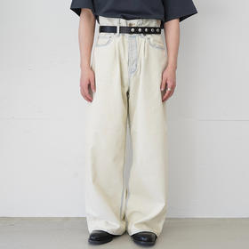 DAIRIKU Ice Wash W-Velt Wide Denim Pants冰雪洗水洗牛仔阔腿裤
