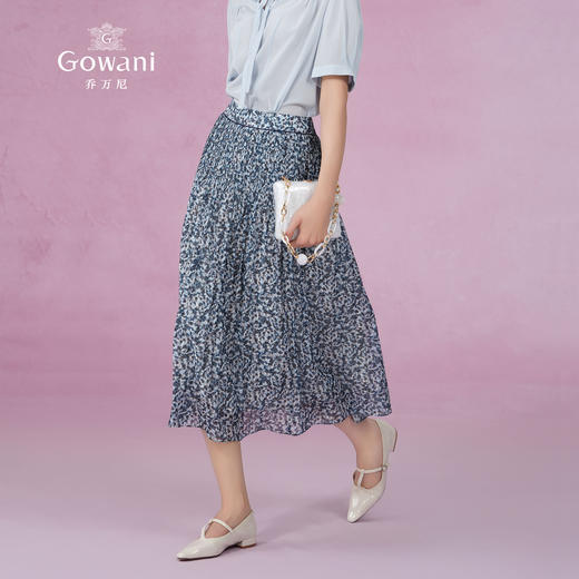 乔万尼百褶半身裙夏季新品显瘦百搭油画风设计师款ET2D305 商品图1