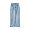 「高货wl」全新升级【铂金会员220/天猫299/差价79】(00650)洛诗琳时尚通勤复古宽松牛仔裤2025撞色珍珠洗水阔腿裤女00650 商品缩略图4