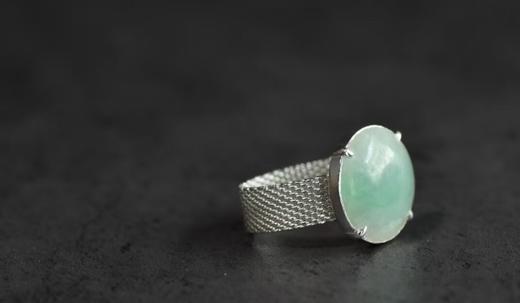 翡翠扣银编戒指 商品图3