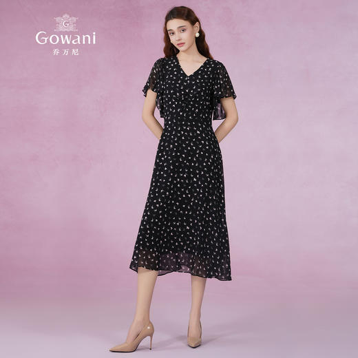 乔万尼真丝连衣裙夏季长裙V领修身气质高级感ET2E218 商品图1