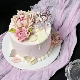 温柔以待·洋牡丹豆沙韩裱 母亲节蛋糕·专为妈妈研发健康夹心·夹心可选【仅限深圳配送】 | 烤爱