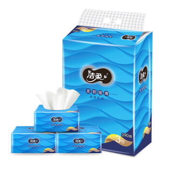 洁柔抽纸 柔厚3层130抽*3包  蓝色丝柔尊贵 面巾纸 100%原生木浆 /家庭清洁/纸品 /清洁纸品 /抽纸 商品图3