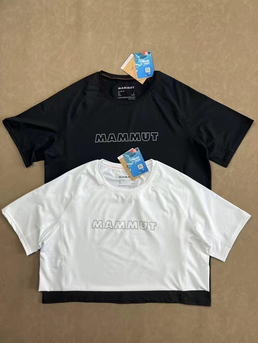 新款正品Mammut猛犸象Selun FL透气弹力速干舒适短袖T恤，黑白两色，尺码M～2XL 商品图0