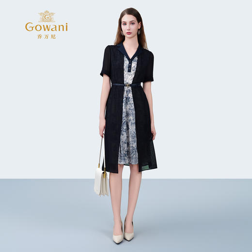 乔万尼2025夏季新品假两件设计收腰显瘦时尚连衣裙ED2E436 商品图3