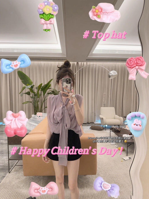 金蘑菇菇 Borgo Santo “Blumari*”中意紫罗兰/V领宽松无袖上衣 商品图3