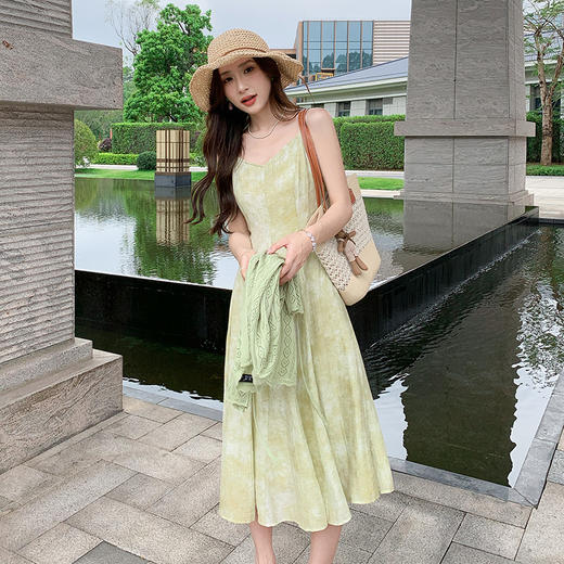 奢姿大码女装夏季胖妹妹镂空针织衫吊带小V领清新套装连衣裙9952953216AB 商品图4