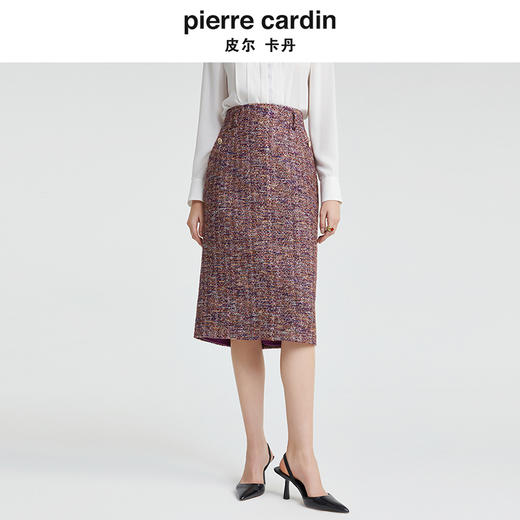 [皮尔卡丹女装]折扣秋新款简约通勤淑女修身刺绣连衣裙 商品图0