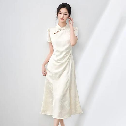 「高货wl」全新升级【铂金会员358/天猫479/差价121】(00038)洛诗琳新中式浮雕提花连衣裙2025夏季复古国风改良显瘦裙子00038 商品图1