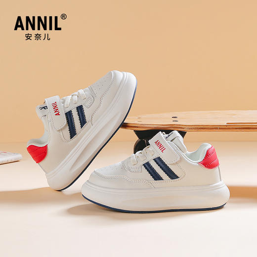 ANNIL/安奈儿小白鞋2024新款秋冬儿童棉鞋运动保暖男女童加绒板鞋HM4304003 商品图1