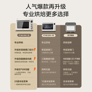 美的（Midea）多功能风炉电烤箱家用 空气炸锅烤箱一体机/40L大容量/四面搪瓷/热风循环/PT4012W二代 商品图5