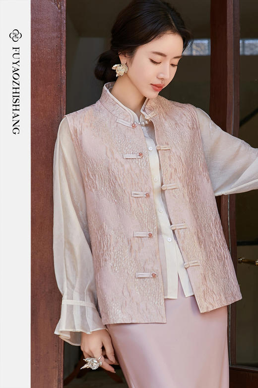 FUYAO扶摇 新中式国风套装女2025国潮复古对襟马甲高级感三件套夏 商品图5