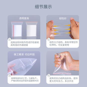 妙馨思食品自封袋小号加厚收纳透明防尘密实保鲜密封口袋样品塑封包装袋 商品图1