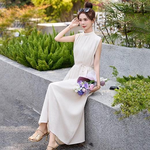 法式连衣裙2025夏季新款时尚优雅气质收腰显瘦简约中长款裙子 HR-MLJL61005 商品图2