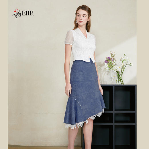 司歌牛仔半裙拼蕾丝伞裙C911204X 商品图4