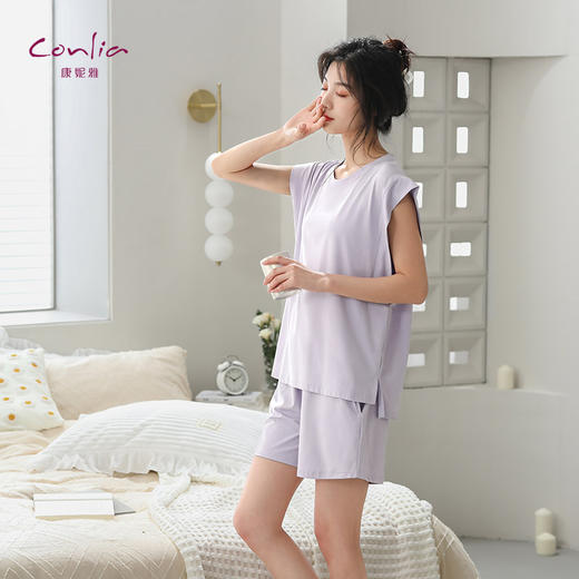 康妮雅女式短袖短裤套头套装 商品图5