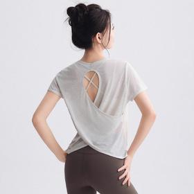 跃牌【安琪拉系列】夏季竹节纱透气瑜伽T裇镂空美背运动上衣女TX41025