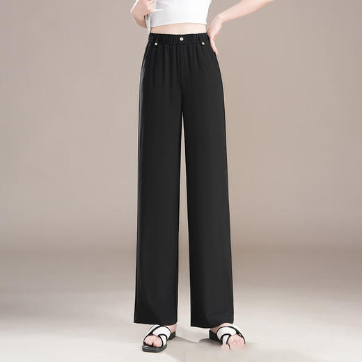 MYX-XYF-9917-L夏季薄款窄版阔腿裤2025年新款松紧腰垂坠感修身直筒裤休闲九分裤 商品图2