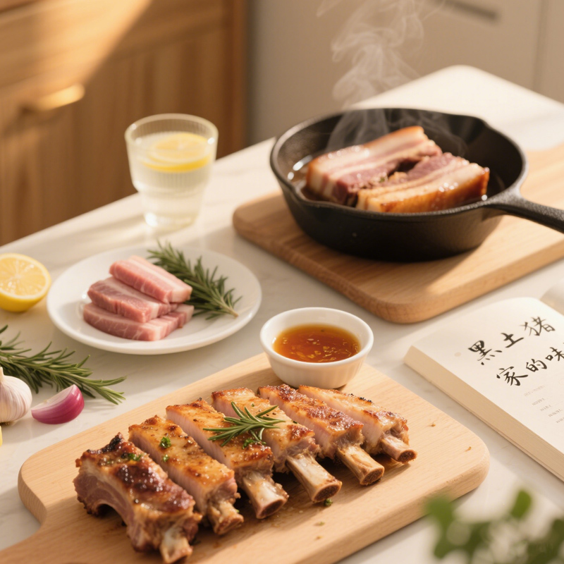 精品黑土猪肉套餐 （生态排骨，五花肉，梅头瘦肉各1斤）深山慢养300天 ，0抗生素·0注水·0注 | 贵州凸嘴猪基地