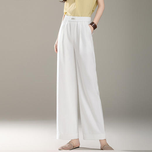 MYX-AS-2506-L垂坠感修身直筒裤2025年夏季新款松紧腰休闲九分裤薄款透气阔腿裤 商品图1