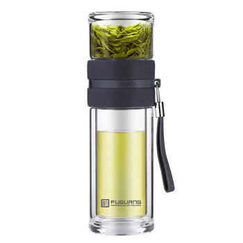 富光双层玻璃杯 高硼硅玻璃泡茶杯子 茶水分离杯 男女士办公水杯240ml 商品图7