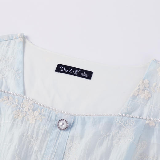 奢姿大码女装2025夏季减龄小碎花连衣裙胖妹妹纽扣装饰方领裙子9952890398 商品图2