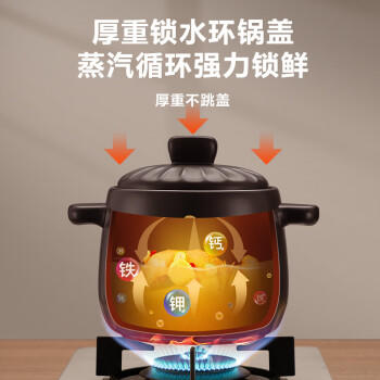 苏泊尔（SUPOR）砂锅煲汤炖锅陶瓷煲新陶养生煲3.5L耐高温不开裂 商品图3