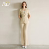 AD女士西装外套2025新款浅卡其色垂感西服套装高腰显瘦喇叭西裤夏 商品缩略图2