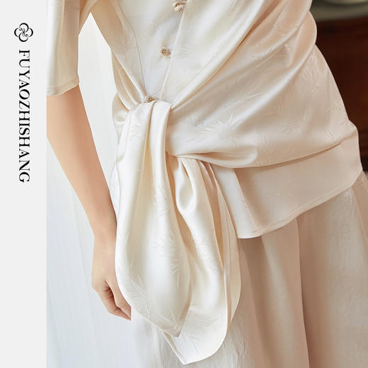 FUYAO扶摇 醋酸提花衬衫女流光竹影国风小衫复古斜襟立领改良上衣 商品图2