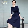 AD大方得体连衣裙2025新款今年流行爆款藏青色法式圆领中长款伞裙 商品缩略图2