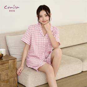 康妮雅女式短袖短裤开襟套装