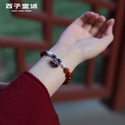 【灵隠景区直发】红玛瑙珍珠手串景泰蓝福禄双高级感新中式手链 商品图4