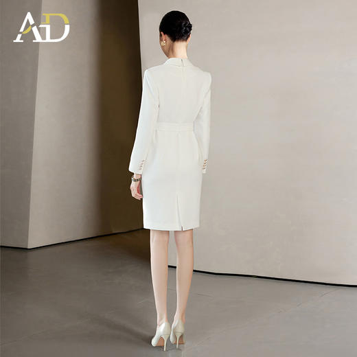 AD春季职业装气质女神范白色连衣裙女高端收腰西服裙主持人正装 商品图4