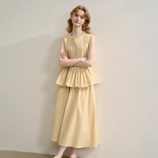 法式浪漫设计感拼接碎褶半身裙女夏季A字伞摆半裙V1150739 商品图3