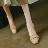 【预售5天】法式复古牛皮方头粗跟高跟鞋四季款优雅气质浅口中跟单鞋女WC&9613 商品缩略图0