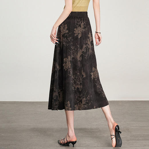 MYX-KDFY-S1927-L中长款通勤印花百褶修身A字裙2025年夏季新款高腰显瘦时尚半身裙 商品图2