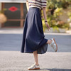 【专属特价】熙世界仿天丝牛仔蓝半身裙女薄款2025年夏季新款高腰显瘦a字伞裙 商品缩略图3