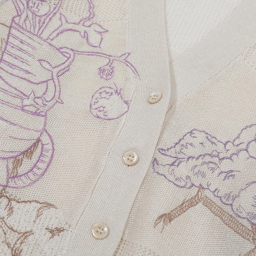 谜底针织开衫短袖女2025夏季新品复古文艺宽松T型针织衫252MZ0855 商品图3