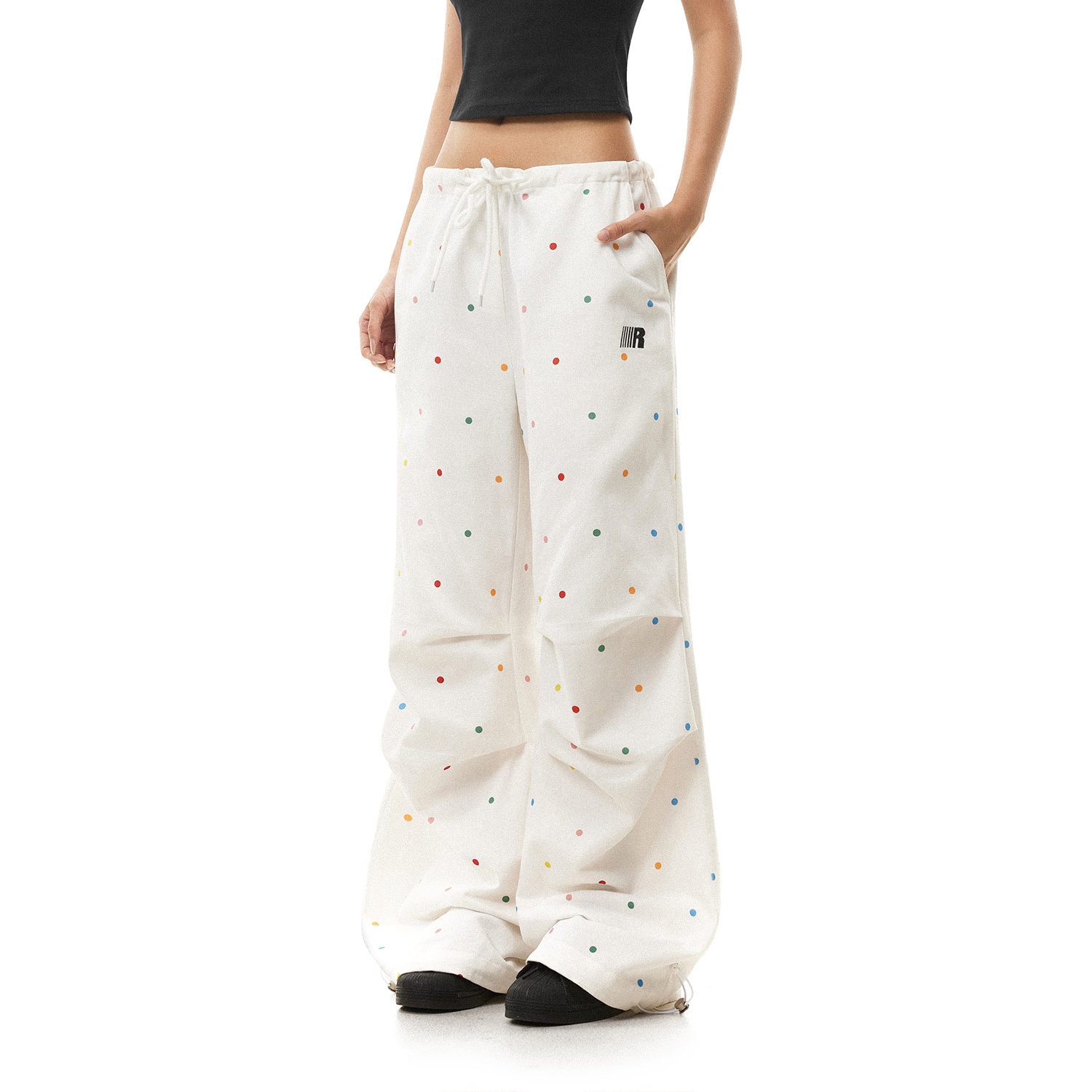 【限时7折】FDR官方店 彩色波点伞兵裤女夏季辣妹抽绳收腰宽松长裤子