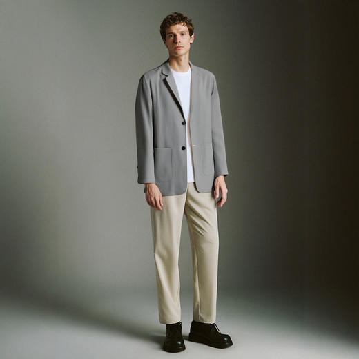 罗蒙男式商务西服轻盈透气休闲单西纯色百搭基础通勤日常西装外套男 商品图2